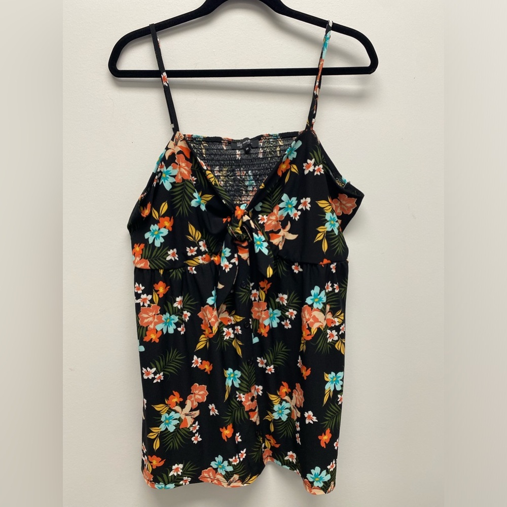 Floral Black Sleeveless Top